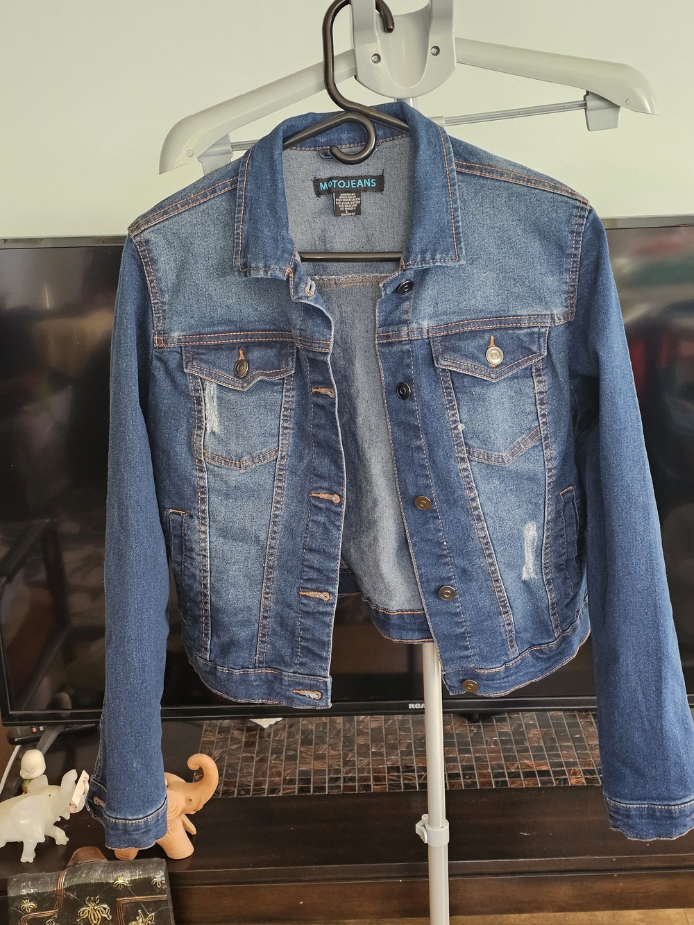 ❗️ Women’s Blue MOTO Denim Jacket - Classic Trucker DISTRESED Style ❗️ - Picture 10 of 13